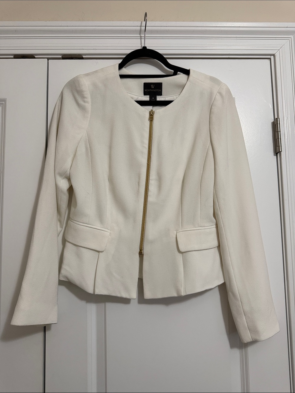 Worthington Off-White Zip-Front Women's Blazer